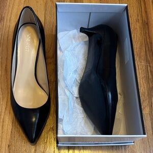NWT-REAL LEATHER Classic Black Heels in Box!